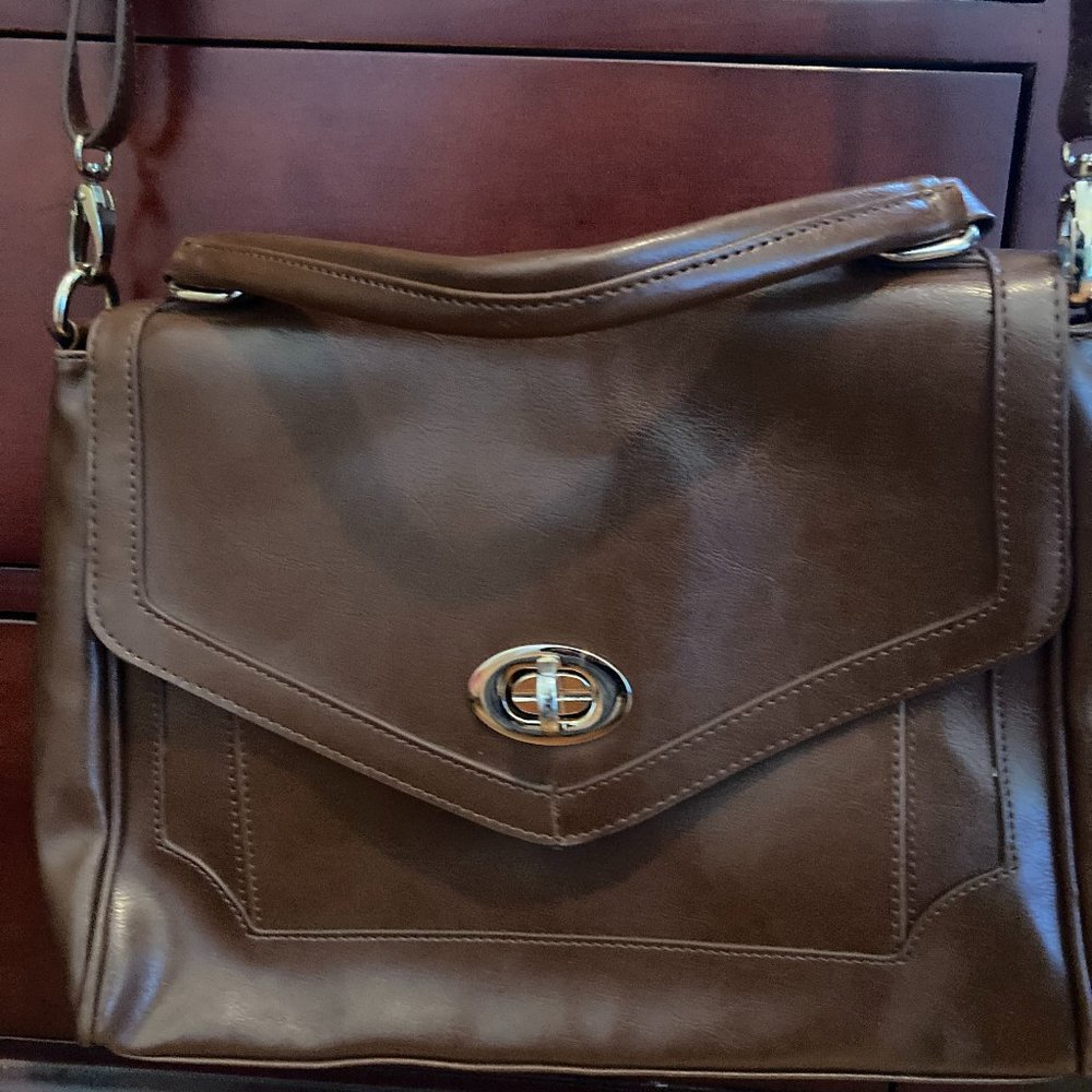Faux Leather Small Brief Case Bag